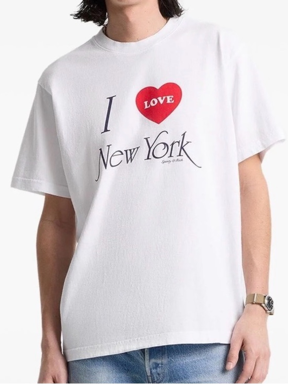 Sporty & Rich White 'I Love New York' Tee with Red Heart